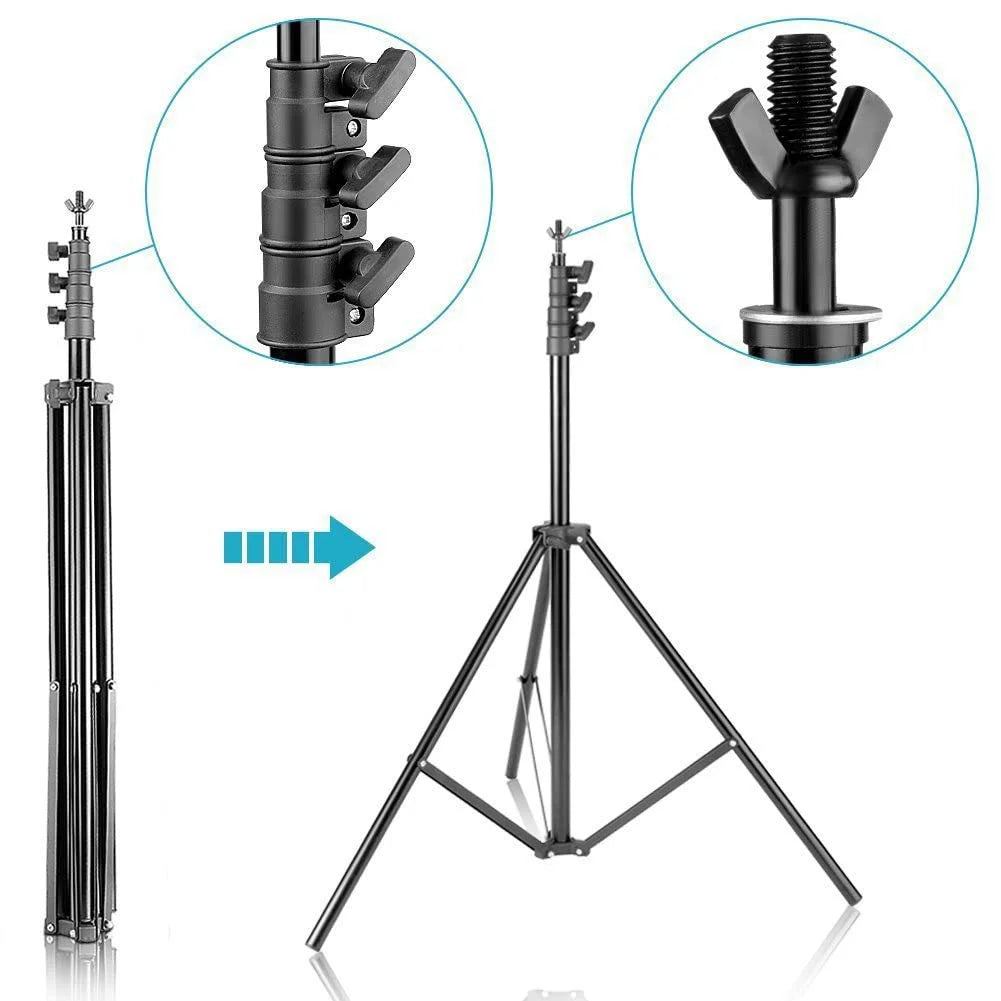 Black Aluminum 10ft x 8.5ft Adjustable Photography Backdrop Support System Photo Video Studio Muslin Background Stand Kit with Carry Bag, Good Condition condition - View 8