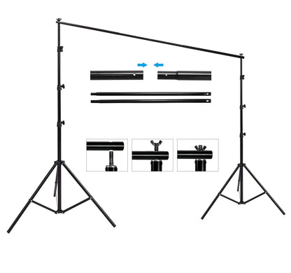 Black Aluminum 10ft x 8.5ft Adjustable Photography Backdrop Support System Photo Video Studio Muslin Background Stand Kit with Carry Bag, Good Condition condition - View 9