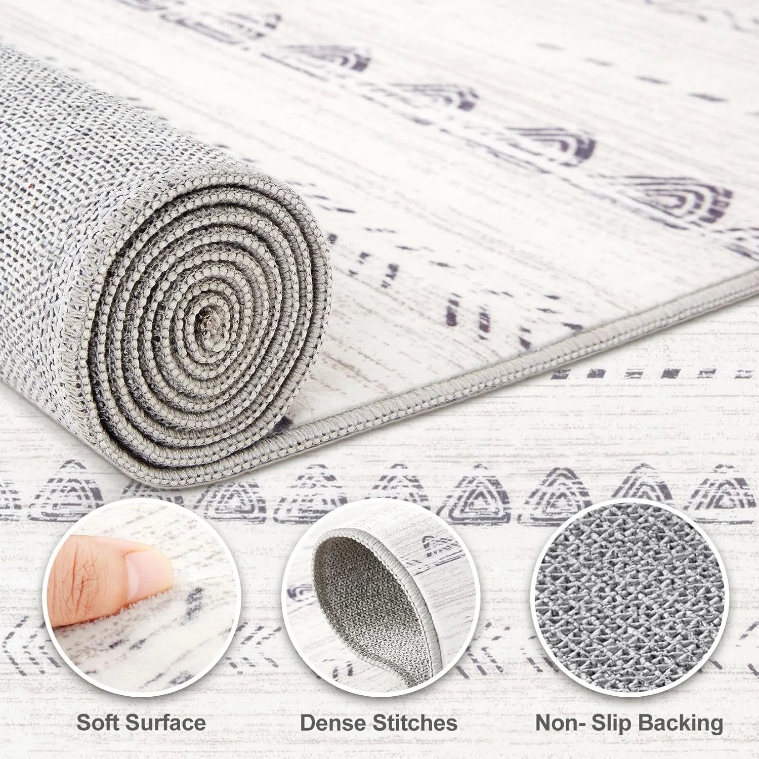 Gray Boho Grey Stain-Resistant Fabric 10x14 Area Rugs Living Room: Washable Boho Large Neutral Modern Soft Stain Resistant Farmhouse Indoor Floor Rug Non Slip Accent Carpet for Bedroom Nursery Kids Playroom Office Dining Room- Gray Boho Grey 10' x 14' (Rectangular), Good Condition condition - View 5