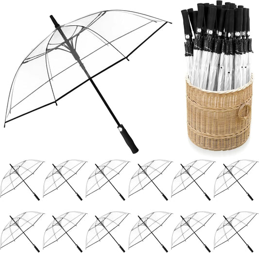 Bulk Wedding Umbrellas with Wooden Handle - Pack of 12 - View 1