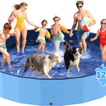 120'' Foldable Dog Pool, Kiddie Pool, Heavy Duty Non-Slip Plastic Pet Wading Pool for Large Dogs, Indoor and Outdoor Kids Pet Dog Bathtub