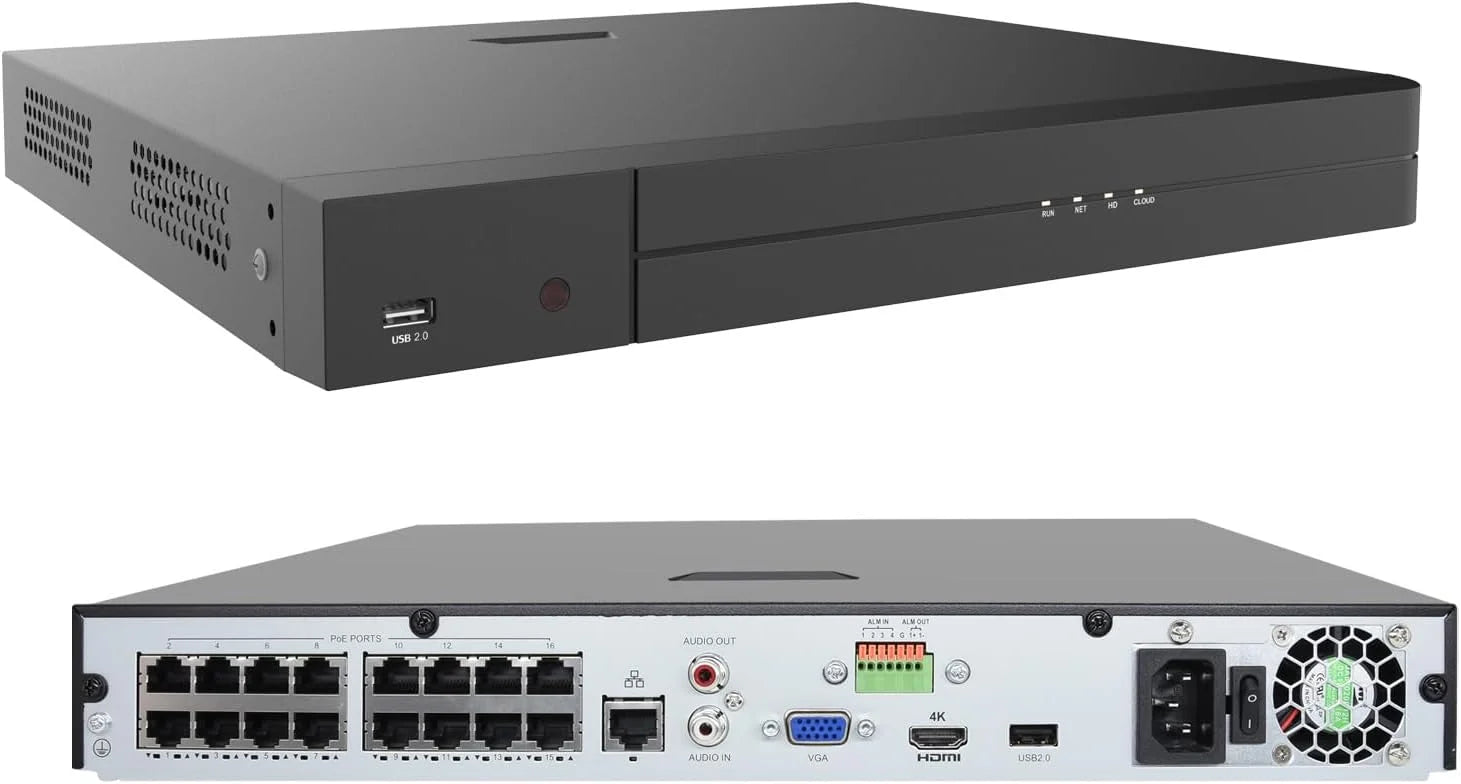 product 16 Channel 4K PoE Network Video Recorder NVR, 16 Port H.265 NVR Support 4K/2K/8MP/5MP/3MP/1080P PoE Camera, Remote Access, Motion Alarm, 24/7 Recording, Smart Playback, No Hard Disk Drive, As Is condition - View 1