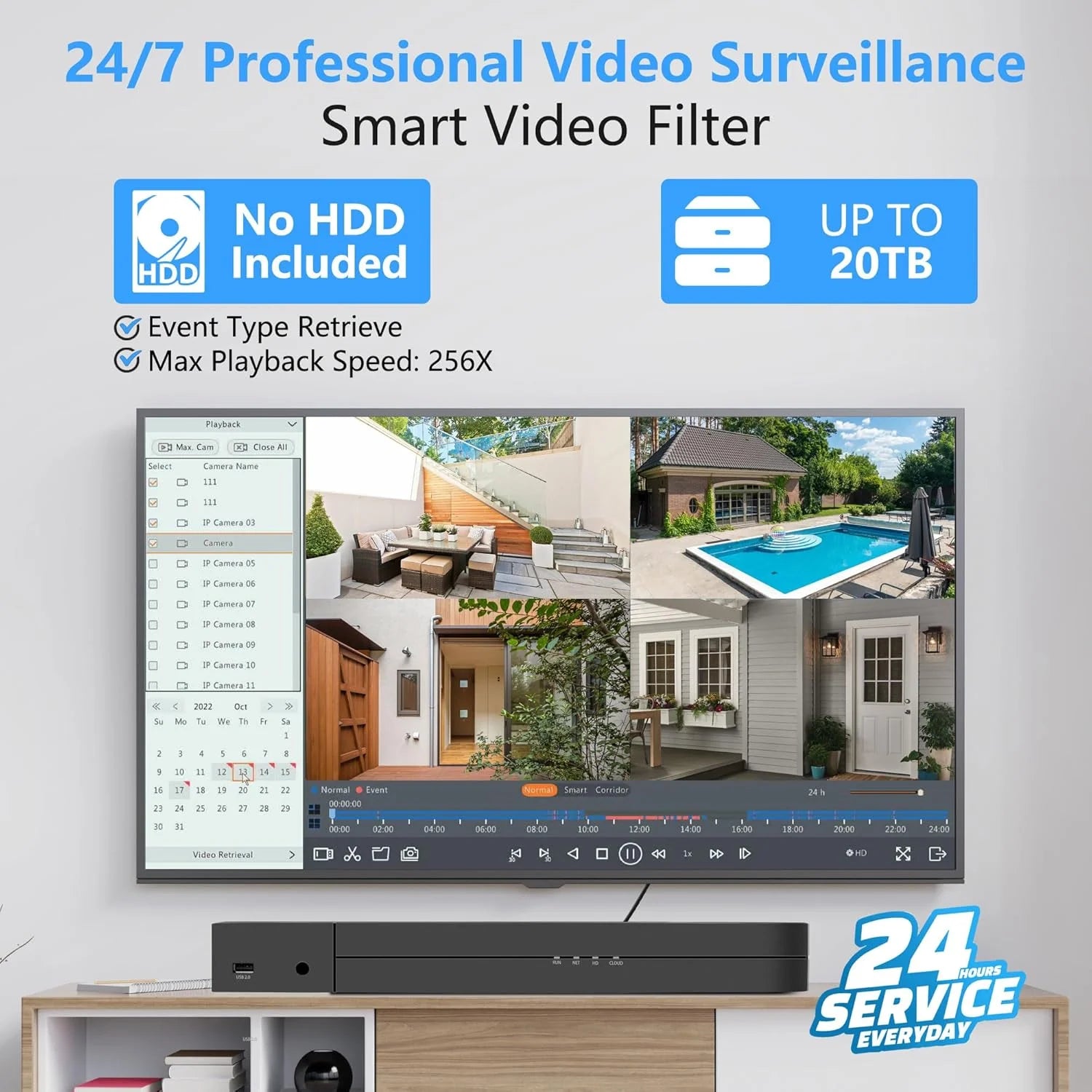 product 16 Channel 4K PoE Network Video Recorder NVR, 16 Port H.265 NVR Support 4K/2K/8MP/5MP/3MP/1080P PoE Camera, Remote Access, Motion Alarm, 24/7 Recording, Smart Playback, No Hard Disk Drive, As Is condition - View 3