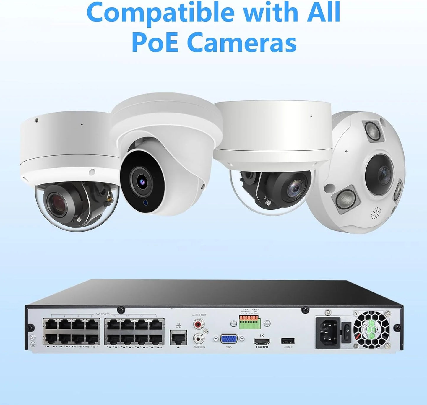 product 16 Channel 4K PoE Network Video Recorder NVR, 16 Port H.265 NVR Support 4K/2K/8MP/5MP/3MP/1080P PoE Camera, Remote Access, Motion Alarm, 24/7 Recording, Smart Playback, No Hard Disk Drive, As Is condition - View 6