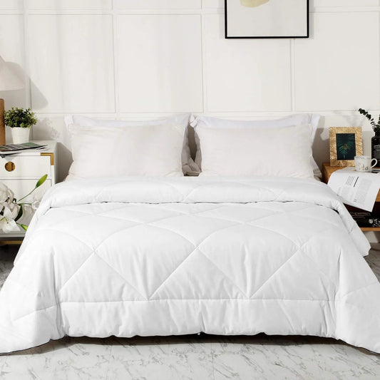 Premium Upgraded Uncompressed Bed Quilt Comforter - White, Twin - View 1