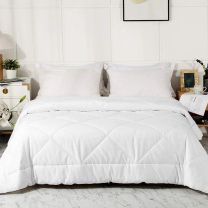 White 100% Cotton 2024 Premium Upgraded Uncompressed Bed Quilt All Season 100% Cotton Filled Comforter - Reversible Lightweight Soft Breathable Fluffy (White, Twin), As Is condition - View 1