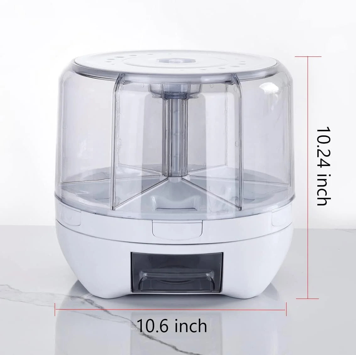 product 20Lbs large Grain dispenser 360°Rotating Rice Food Dispenser 6 Grids rice container rotatable Beans Containers Storage with Sealed lid for Peanut Barley Millet and Cereal, As Is condition - View 8