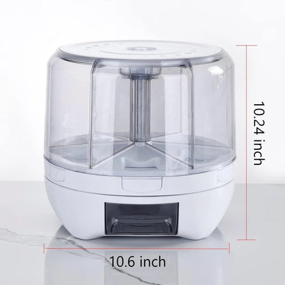 product 20Lbs large Grain dispenser 360°Rotating Rice Food Dispenser 6 Grids rice container rotatable Beans Containers Storage with Sealed lid for Peanut Barley Millet and Cereal, As Is condition - View 8