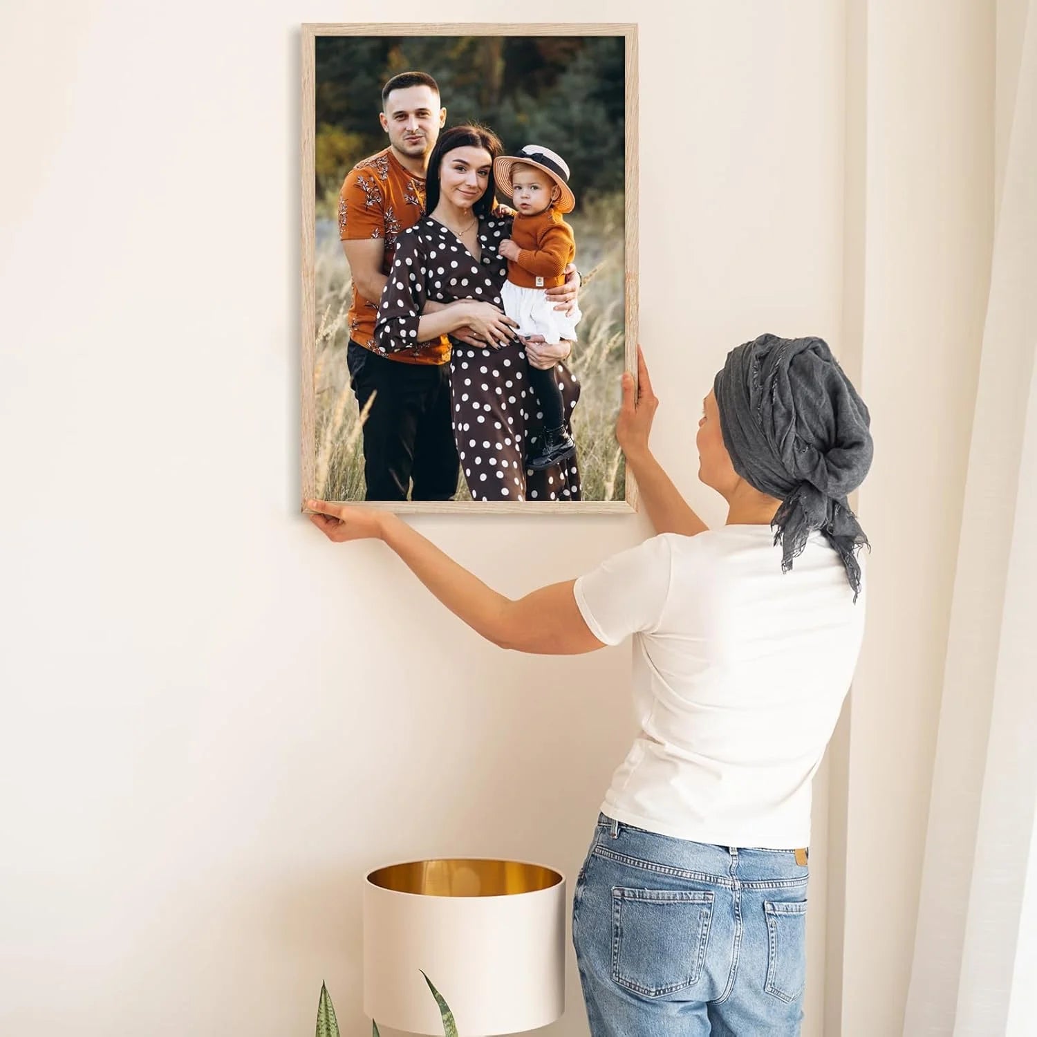 Beige Oak Wood 22x28 Inches Poster Frame Beige Picture Frame 28 x 22 Photo Frame 22 by 28 Oak Wood Frame Wall Mounted Frames for Hanging Vertically and Horizontally, 3 Pack, Good Condition condition - View 5