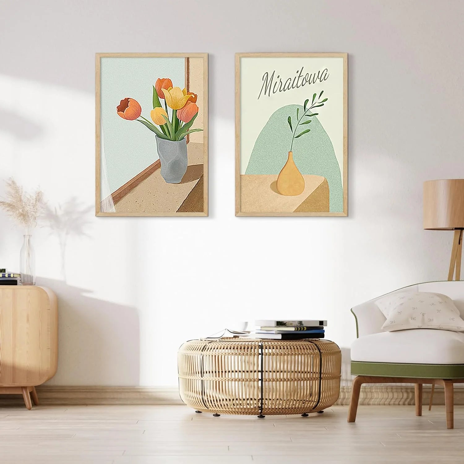 Beige Oak Wood 22x28 Inches Poster Frame Beige Picture Frame 28 x 22 Photo Frame 22 by 28 Oak Wood Frame Wall Mounted Frames for Hanging Vertically and Horizontally, 3 Pack, Good Condition condition - View 7