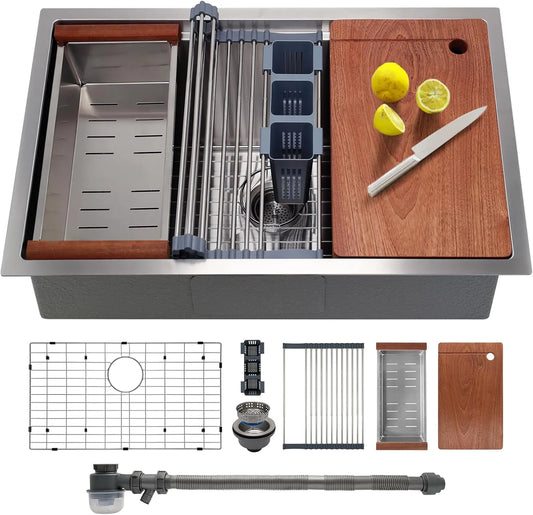 27 Inch Undermount Kitchen Sink with Quiet Drain - View 1
