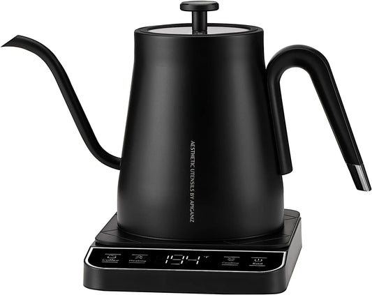 27oz Gooseneck Electric Kettle with Temperature Control - Stainless Steel (Black) - View 1