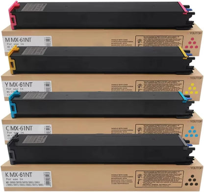 product 4PK MX61NT MX-61NT Toner Cartridge Compatible for Sharp MX-2630N MX-2651 MX-3050N MX-3070N MX-3071 MX-3550N MX-3551 MX3561 MX3571 MX4051 MX4061 (MX-61NTBA MX-61NTCA MX-61NTMA MX-61NTYA ), Good Condition condition - View 1