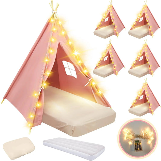 6 Pack Teepee Tent for Kids Bulk - Pink - View 1