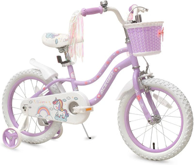 ACEGER Princess Style Girls Bike with Basket for 3-14 Years Old Kids and Toddlers, 14 16 18 Inch Bicycle for Children with Training Wheels and Streamers, 20 Inch with Kickstand, Multiple Colors