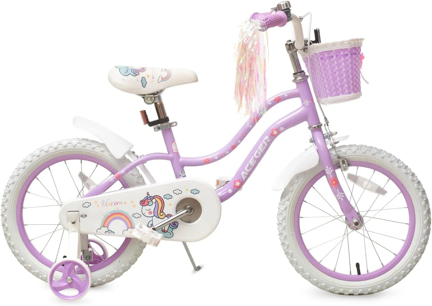 Multiple Sturdy Frame ACEGER Princess Style Girls Bike with Basket for 3-14 Years Old Kids and Toddlers, 14 16 18 Inch Bicycle for Children with Training Wheels and Streamers, 20 Inch with Kickstand, Multiple Colors, Brand New condition - View 3