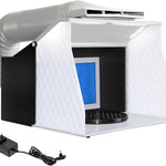 Airbrush Spray Booth,Portable Spray Paint Booth Airbrush Booth with Dual Fan Filter Led Lights,Spray Airbrush Ventilation Booth for Airbrushing Hobby Model Crafts T-Shirt Painting Nail