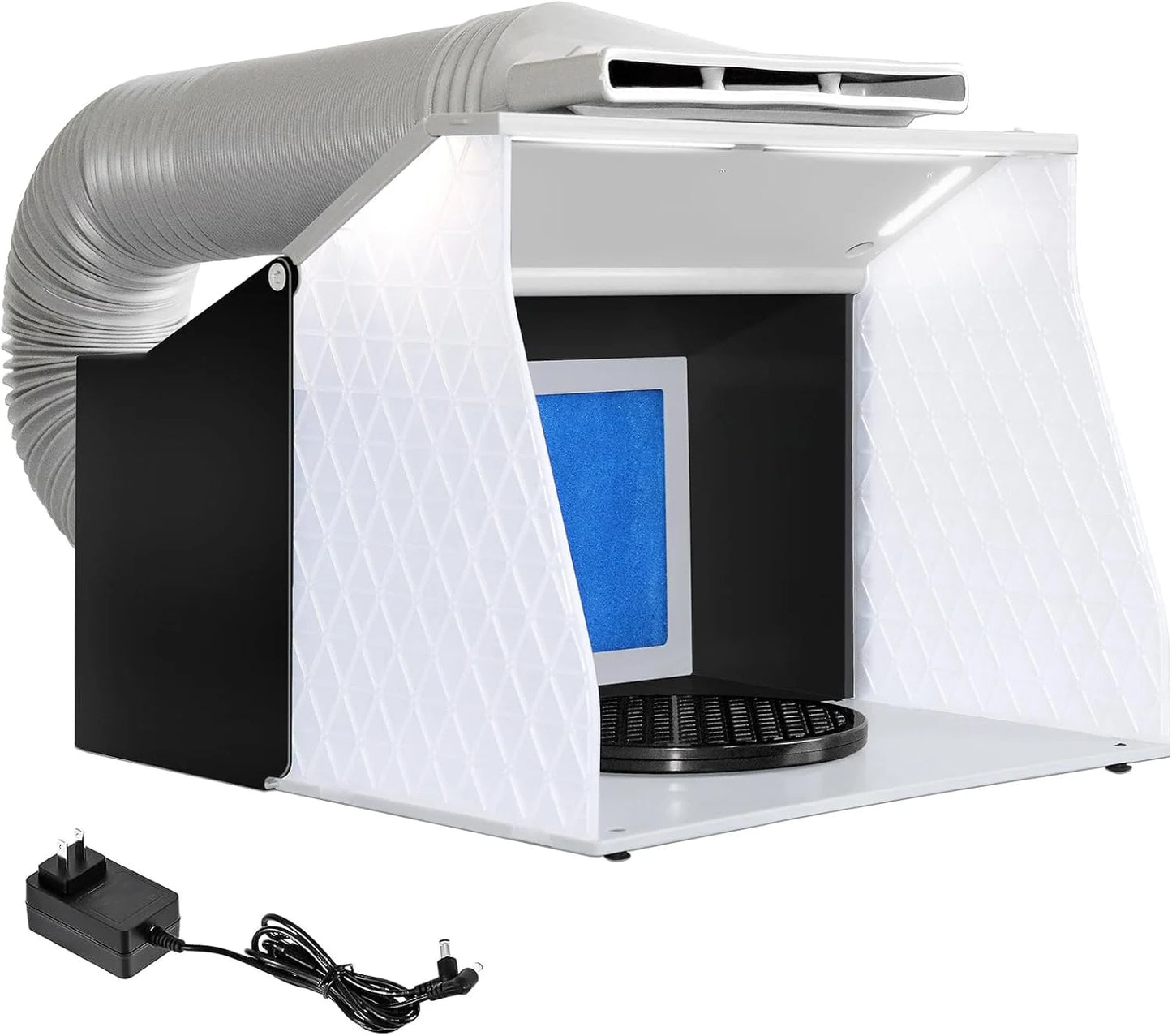 N/A N/A Airbrush Spray Booth,Portable Spray Paint Booth Airbrush Booth with Dual Fan Filter Led Lights,Spray Airbrush Ventilation Booth for Airbrushing Hobby Model Crafts T-Shirt Painting Nail, Good Condition condition - View 1