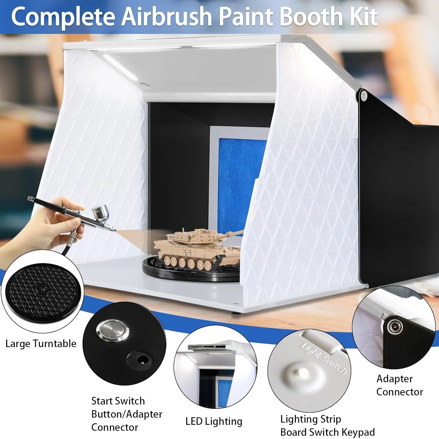 N/A N/A Airbrush Spray Booth,Portable Spray Paint Booth Airbrush Booth with Dual Fan Filter Led Lights,Spray Airbrush Ventilation Booth for Airbrushing Hobby Model Crafts T-Shirt Painting Nail, Good Condition condition - View 5