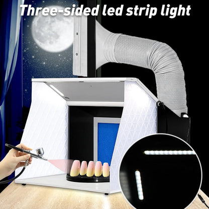 N/A N/A Airbrush Spray Booth,Portable Spray Paint Booth Airbrush Booth with Dual Fan Filter Led Lights,Spray Airbrush Ventilation Booth for Airbrushing Hobby Model Crafts T-Shirt Painting Nail, Good Condition condition - View 6