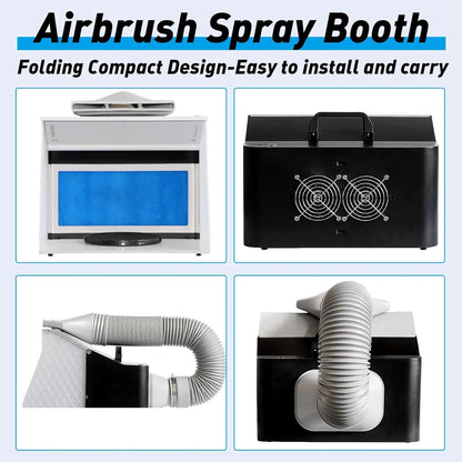 N/A N/A Airbrush Spray Booth,Portable Spray Paint Booth Airbrush Booth with Dual Fan Filter Led Lights,Spray Airbrush Ventilation Booth for Airbrushing Hobby Model Crafts T-Shirt Painting Nail, Good Condition condition - View 8