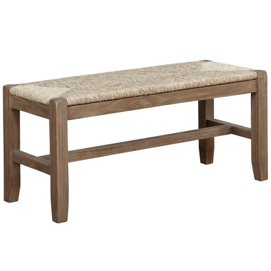 Alaterre Furniture Newport 40" Wood Bench with Rush Seat - View 1