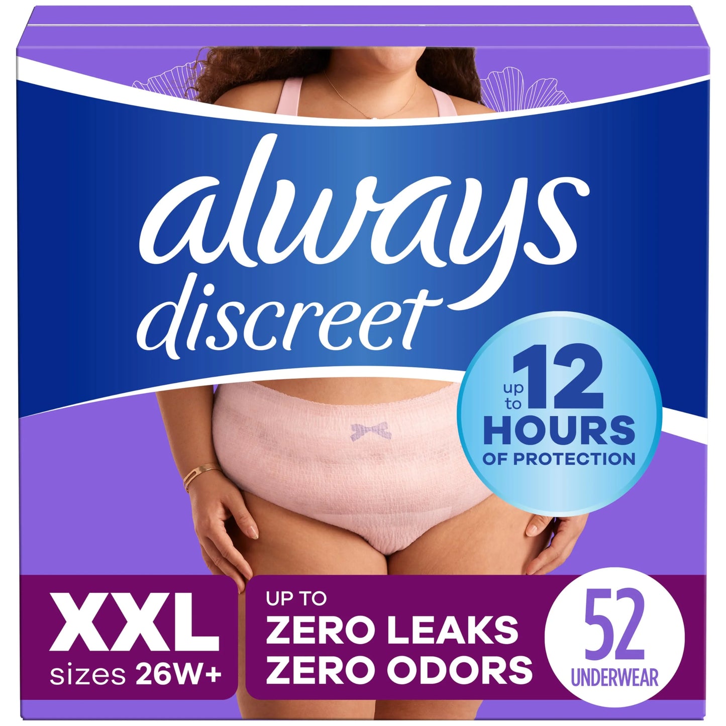 Always Discreet Adult Incontinence Underwear for Women and Postpartum Underwear, XXL, 52 CT - View 1