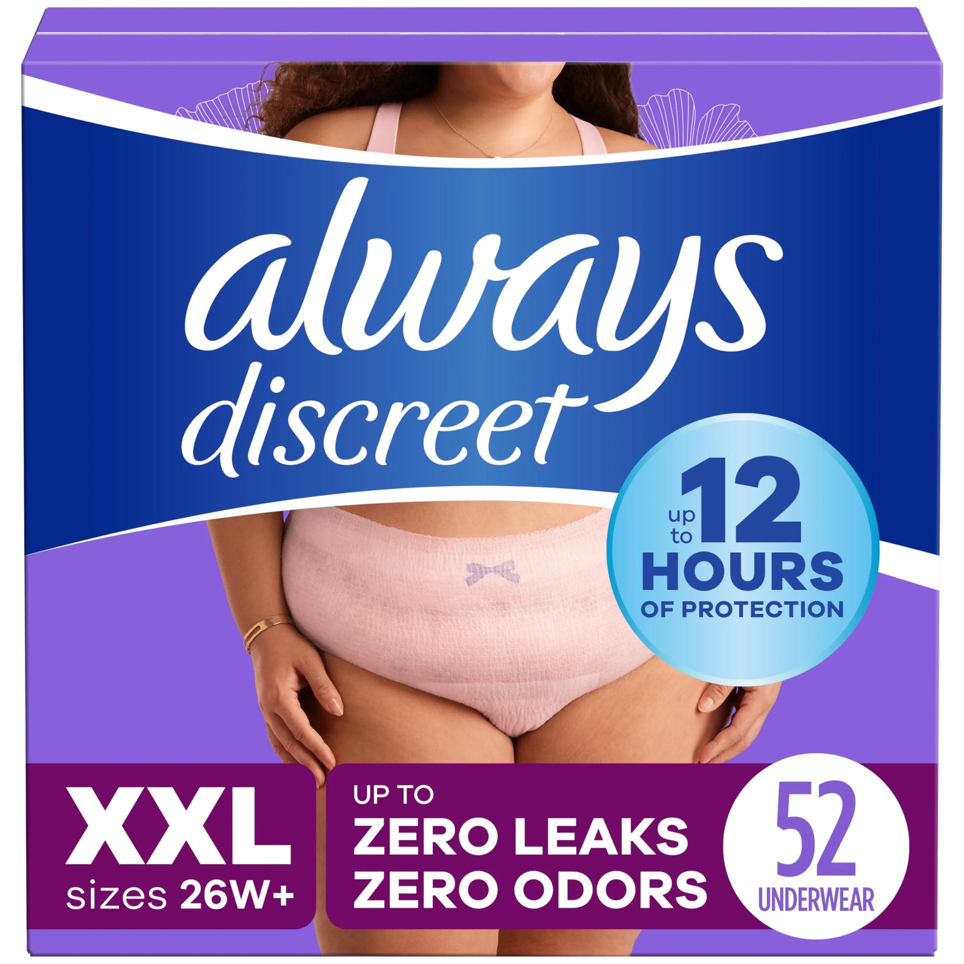 Always Discreet Adult Incontinence Underwear for Women and Postpartum Underwear, XXL, 52 CT - View 1
