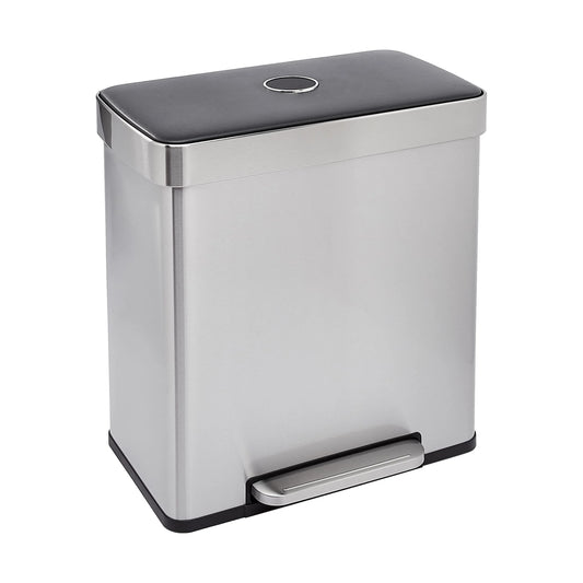 Amazon Basics Rectangular Dual Compartment Recycling Garbage Trash Can - View 1