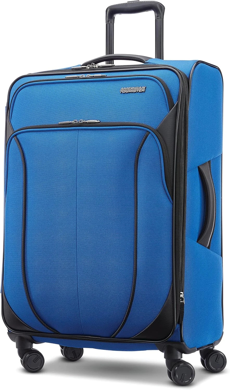 Classic Blue Softside American Tourister 4 KIX 2.0 Expandable Softside Luggage with Spinner Wheels, 24 SPINNER, CLASSIC BLUE, Good Condition condition - View 1