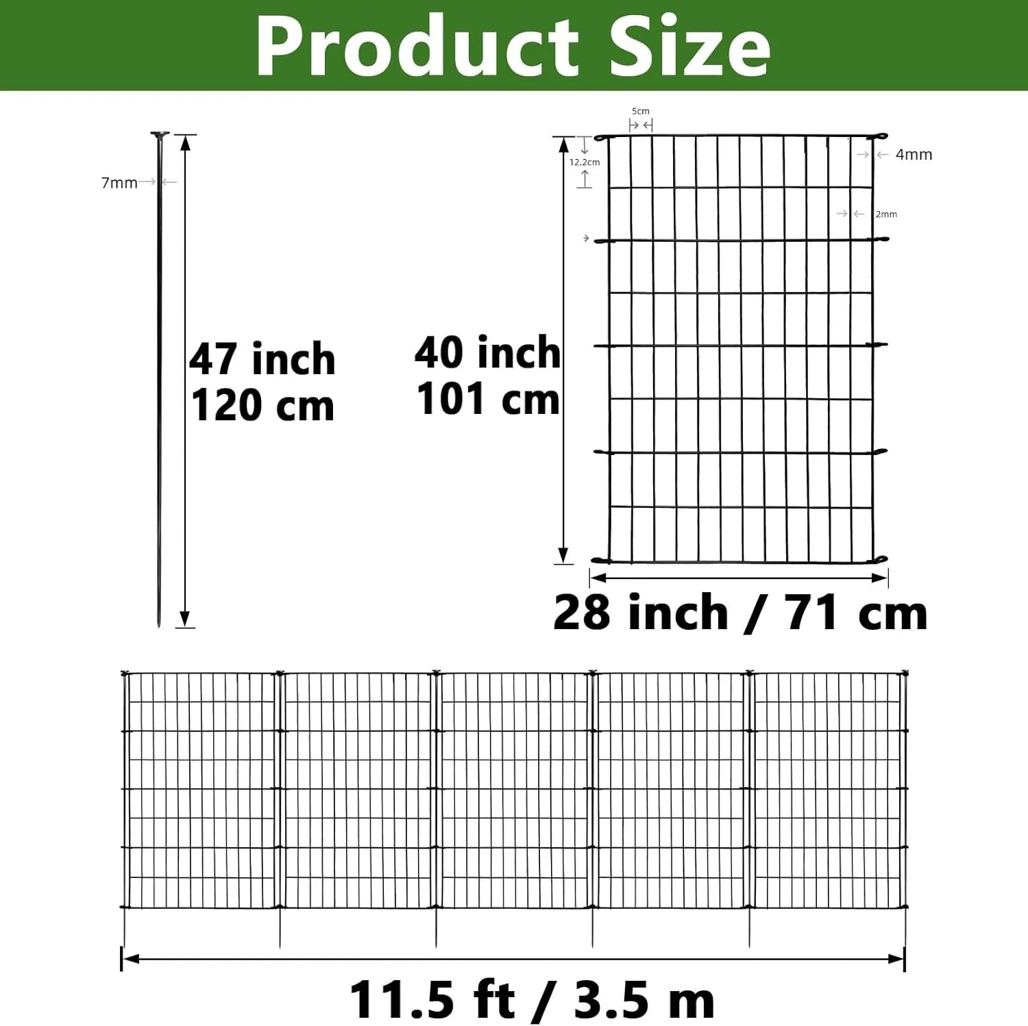 ARIFARO Decorative Garden Fence 5 Panels - View 4