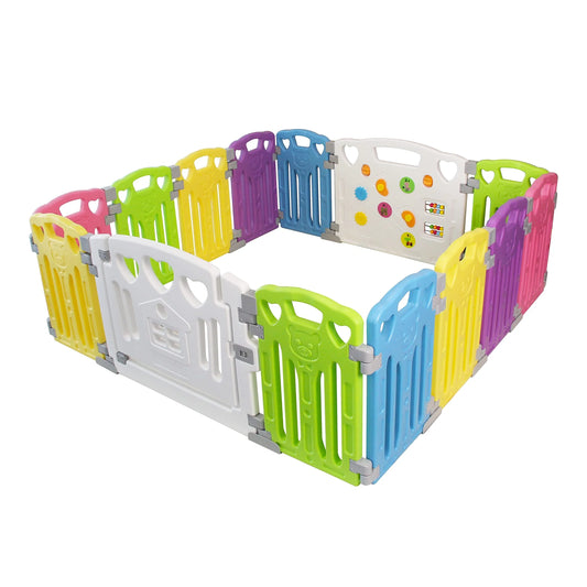Baby Playpen Kids Activity Centre Safety Play Yard - Multicolour, 14 Panel - View 1