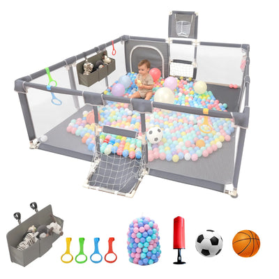Baby Playpen, 73"x71" Playpen for Babies and Toddlers, Baby Fence Play Area, Safety Indoor & Outdoor Large Playpen with Ocean Balls