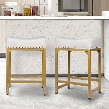 White & Gold N/A Bar Stools Set of 4 Counter Height, White & Gold, Good Condition condition - View 9