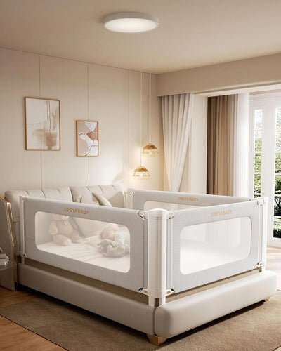 Bed Rail for Toddlers, Thickened & Reinforced Toddler Bed Rails with Double Child Lock, Upgraded Kids Baby Bed Rail Guard, Bed Side Rails for Queen, King Size, Grey, 1 Side, 78.7" Lx28 H 1 Side 78.7"Lx28"H Grey