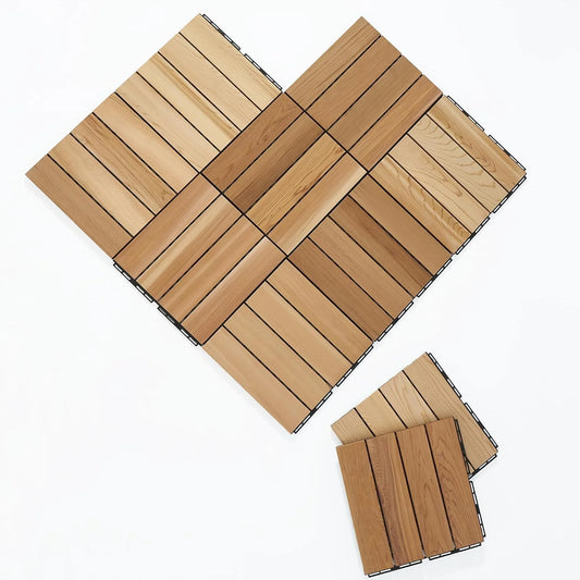 Cedar Wood Interlocking Deck Tiles - View 1