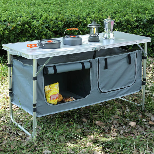 Folding Camping Table with Storage - View 1