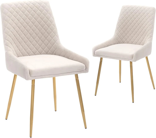 CangLong Mid-Century Velvet Upholstered Side Chair Set of 2 Beige - View 1