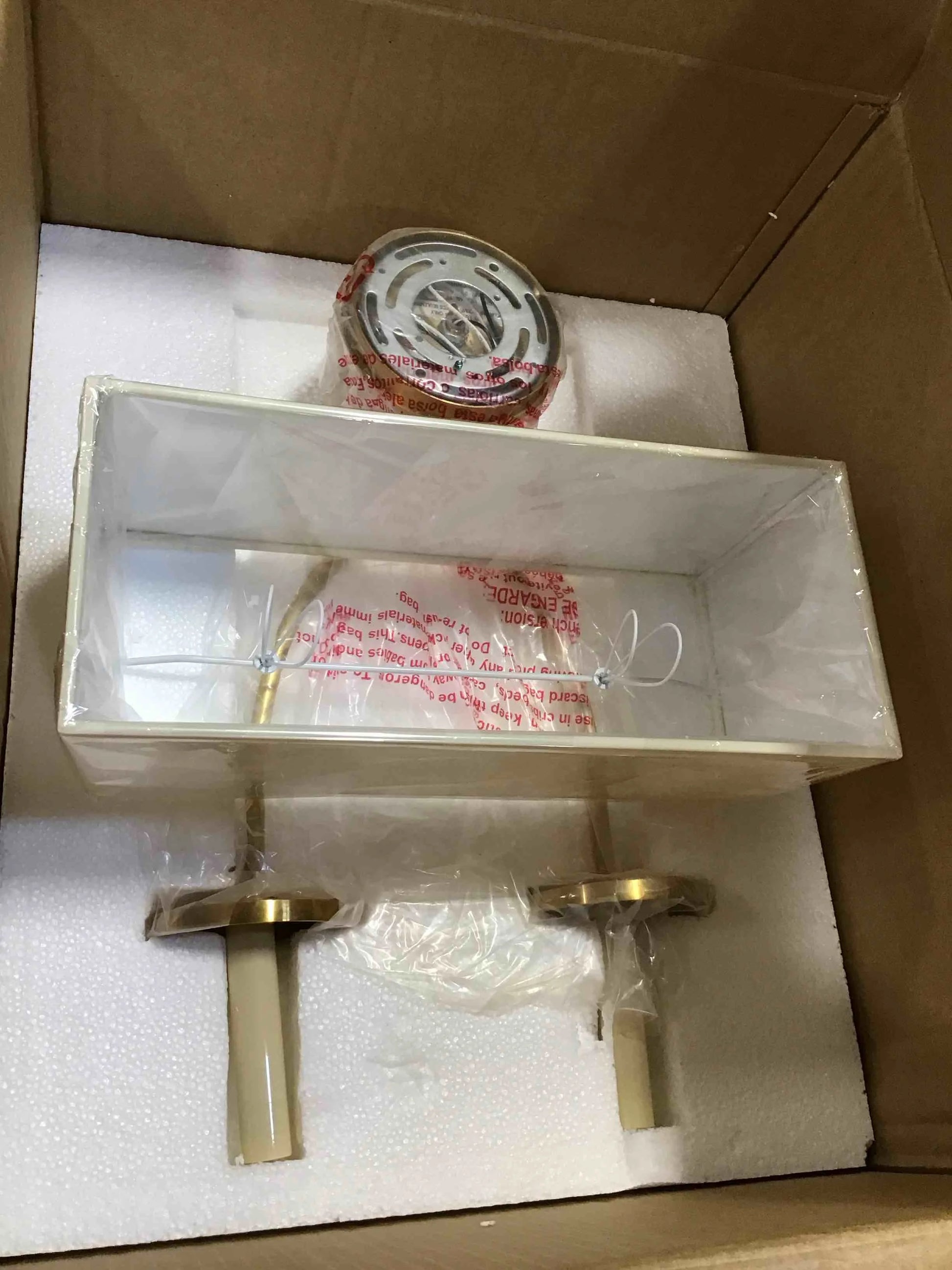 Antique-Burnished Brass Paper, Brass Chapman & Myers Symmetric Twist Double Sconce Shade Type: Paper, Finish: Antique-Burnished Brass, Good Condition condition - View 2