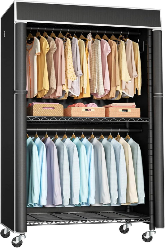 P1C Rolling Closet Rack with Cover - View 1