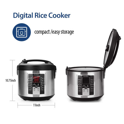 Black/Silver Mixed COMFEE' Rice Cooker, Slow Cooker, Steamer, Stewpot, Sauté All in One (12 Digital Cooking Programs) Multi Cooker (5.2Qt ) Large Capacity. 24 Hours Preset & Instant Keep Warm, Black/Silver (MB-M25), As Is condition - View 8
