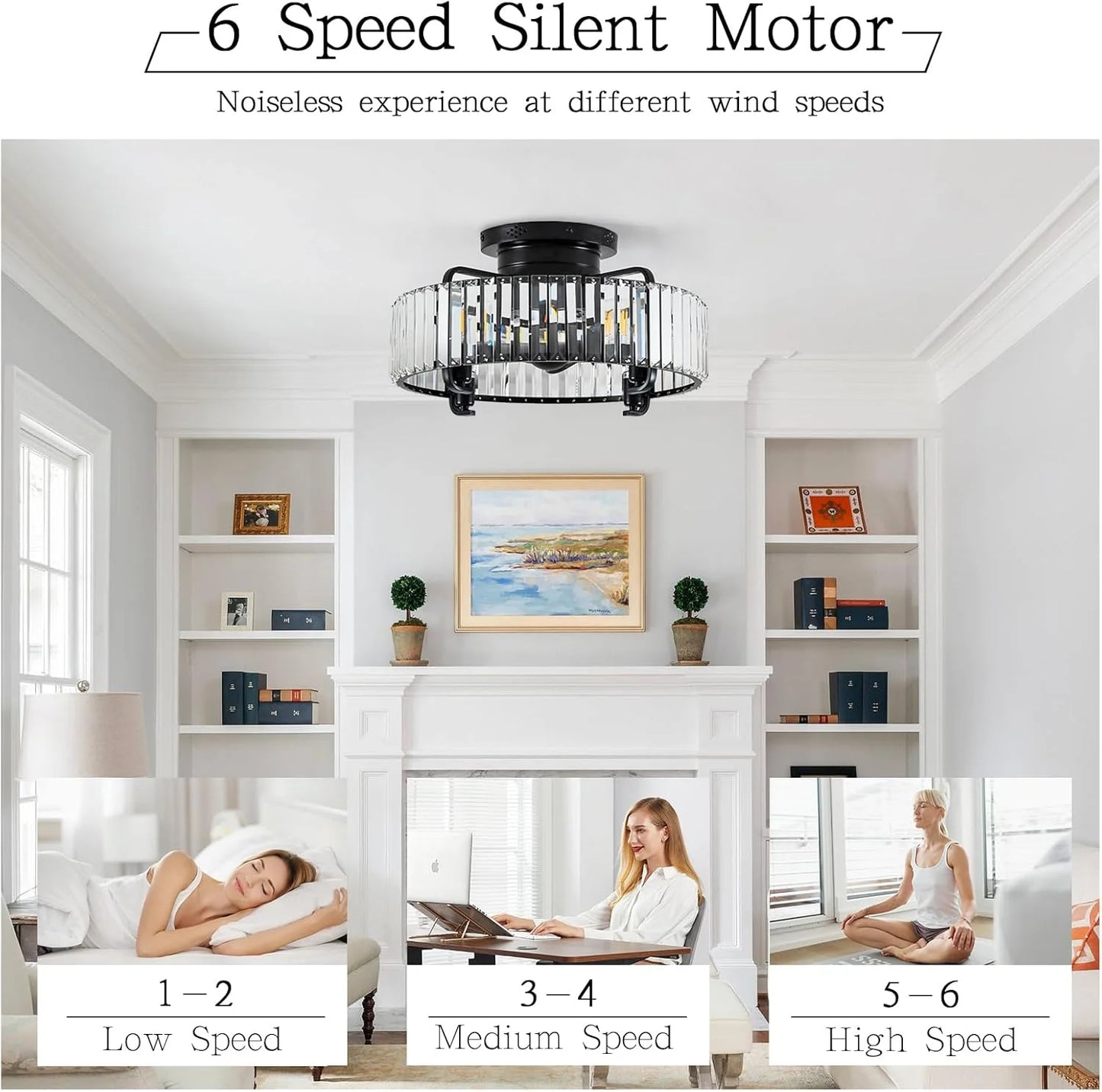 Crystal Ceiling Fan with Light Remote - View 8