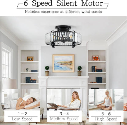 Crystal Ceiling Fan with Light Remote - View 8