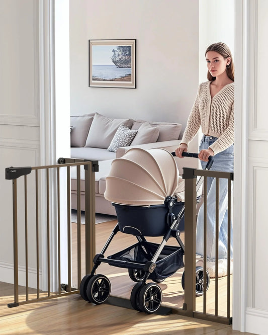 Cumbor 29.7-46" Baby Gate for Stairs - Brown - View 1