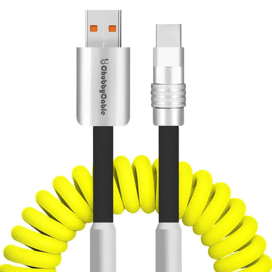 Curly Chubby New Spring Charge Cable - Yellow+Black - View 1
