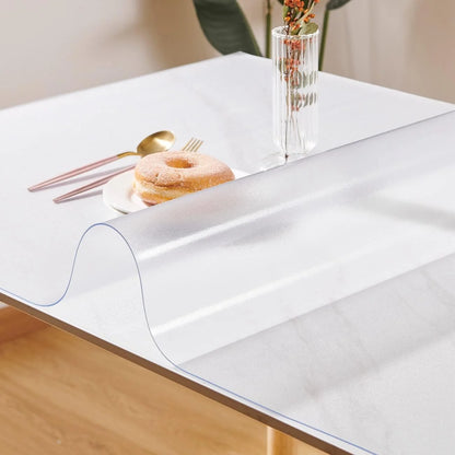 Frosted PVC Custom 1.5mm Thick Frosted Table Cover Protector 42 x 88 Inch Waterproof PVC Protective Table Pad Transparent Mat for Coffee Table, Dining Room Table, Office Desk, End Table/Night Stand 42" x 88" Frosted 1.5mm, Good Condition condition - View 1