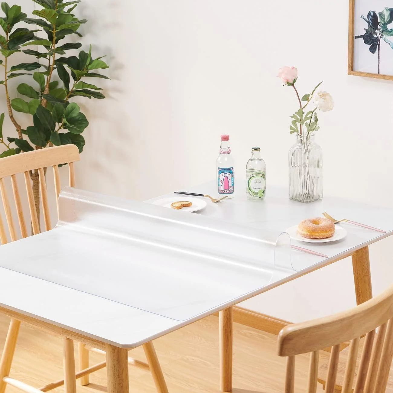 Frosted PVC Custom 1.5mm Thick Frosted Table Cover Protector 42 x 88 Inch Waterproof PVC Protective Table Pad Transparent Mat for Coffee Table, Dining Room Table, Office Desk, End Table/Night Stand 42" x 88" Frosted 1.5mm, Good Condition condition - View 4