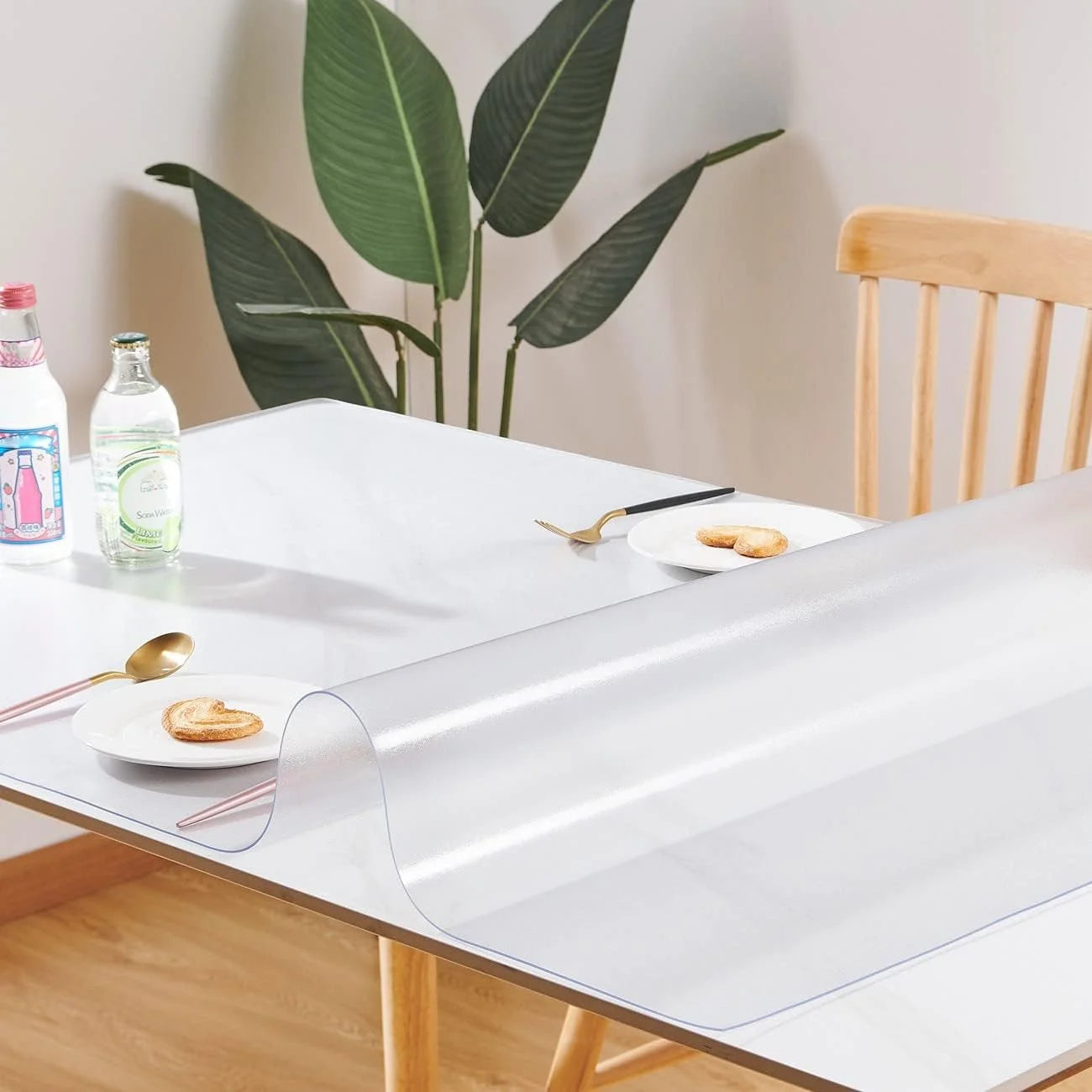 Frosted PVC Custom 1.5mm Thick Frosted Table Cover Protector 42 x 88 Inch Waterproof PVC Protective Table Pad Transparent Mat for Coffee Table, Dining Room Table, Office Desk, End Table/Night Stand 42" x 88" Frosted 1.5mm, Good Condition condition - View 5