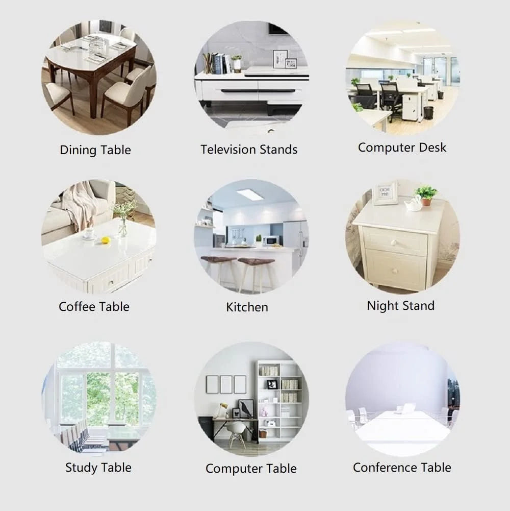 Frosted PVC Custom 1.5mm Thick Frosted Table Cover Protector 42 x 88 Inch Waterproof PVC Protective Table Pad Transparent Mat for Coffee Table, Dining Room Table, Office Desk, End Table/Night Stand 42" x 88" Frosted 1.5mm, Good Condition condition - View 7