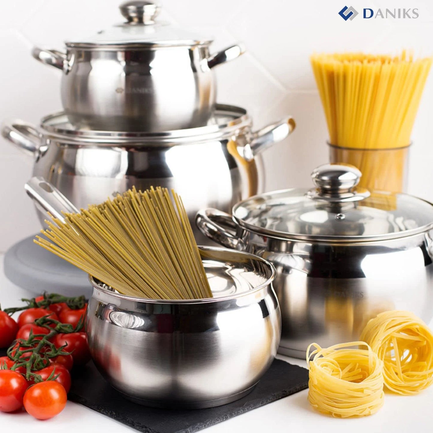 Daniks Classic Stainless Steel Kitchen Induction Pot Cookware Set - View 4